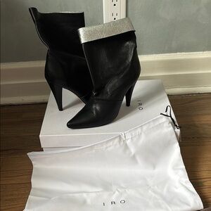 IRO Women's Black and Silver Leather Boots